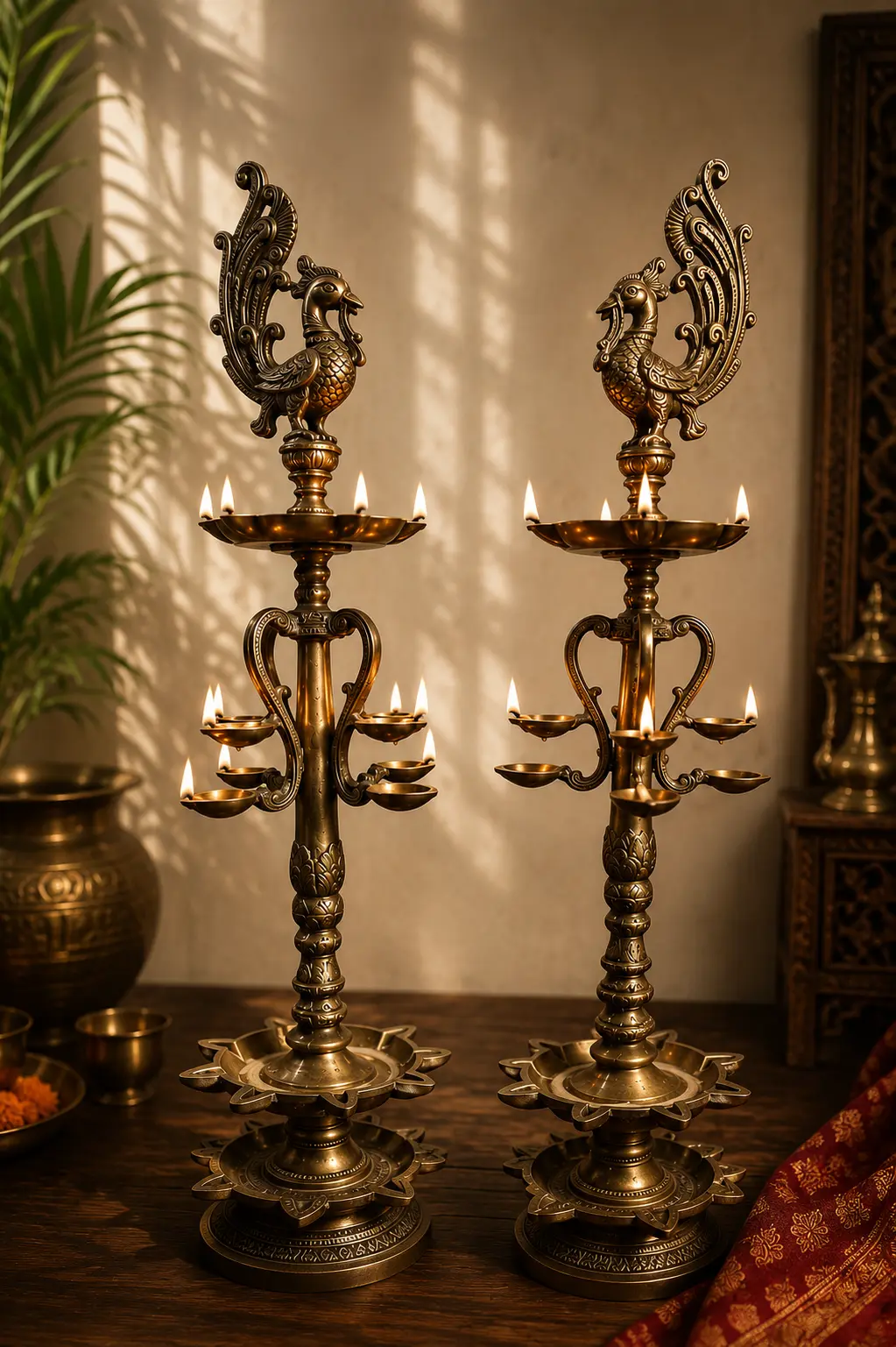 Brass Peacock Deepam